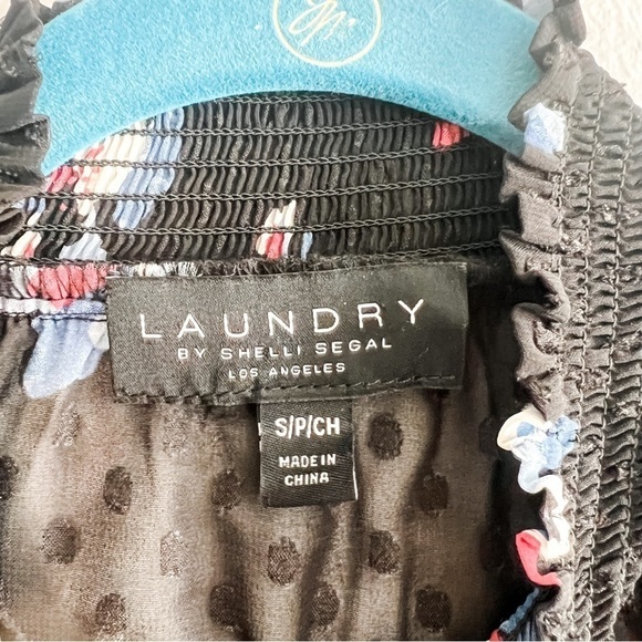 Laundry by Shelli Segal Mock Collar Sheer Black Floral Long Balloon Sleeve Small - Picture 4 of 9